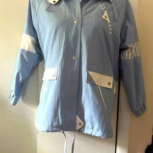 Vintage Jacket Medium Y2K Oversized New York Girl Sailing Blue Denim Look